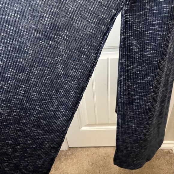 Lularoe Joy Vest Open Duster Size L Navy Blue Gray Side Slits Boho Sleeveless - Picture 4 of 10